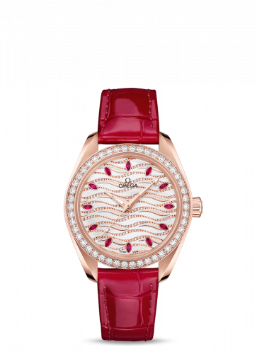 Omega Seamaster Aqua Terra 150M Master Chronometer 34 Sedna Gold / Diamond / Wave Ruby / Alligator 220.58.34.20.99.004 Omega Seamaster Aqua Terra 150M Master Chronometer 34 Sedna Gold / Diamond / Wave Ruby / Alligator 220.58.34.20.99.004