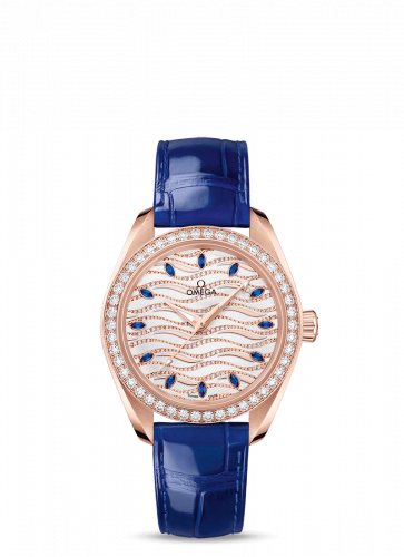 Omega Seamaster Aqua Terra 150M Master Chronometer 34 Sedna Gold / Diamond / Wave Sapphire / Alligator 220.58.34.20.99.005 Omega Seamaster Aqua Terra 150M Master Chronometer 34 Sedna Gold / Diamond / Wave Sapphire / Alligator 220.58.34.20.99.005
