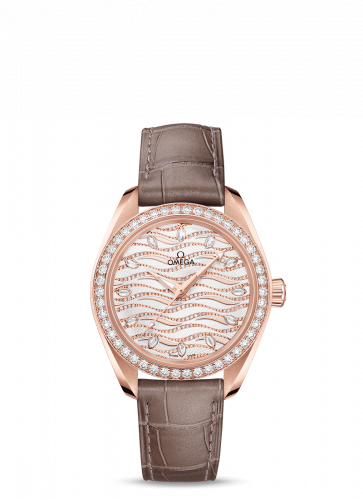 Omega Seamaster Aqua Terra 150M Master Chronometer 34 Sedna Gold / Diamond / Wave Diamond / Alligator 220.58.34.20.99.006 Omega Seamaster Aqua Terra 150M Master Chronometer 34 Sedna Gold / Diamond / Wave Diamond / Alligator 220.58.34.20.99.006