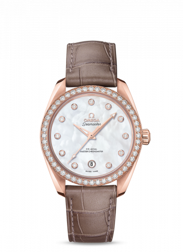 Omega Seamaster Aqua Terra 150M Master Chronometer 38 Sedna Gold / Diamond / MOP / Alligator 220.58.38.20.55.001 Omega Seamaster Aqua Terra 150M Master Chronometer 38 Sedna Gold / Diamond / MOP / Alligator 220.58.38.20.55.001