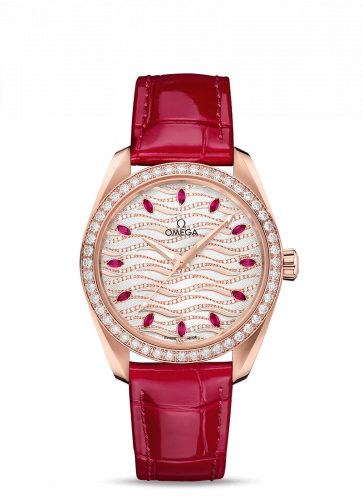 Omega Seamaster Aqua Terra 150M Master Chronometer 38 Sedna Gold / Diamond / Wave Ruby / Alligator 220.58.38.20.99.004 Omega Seamaster Aqua Terra 150M Master Chronometer 38 Sedna Gold / Diamond / Wave Ruby / Alligator 220.58.38.20.99.004