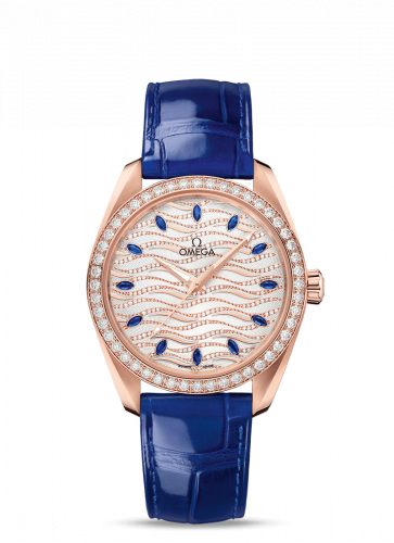 Omega Seamaster Aqua Terra 150M Master Chronometer 38 Sedna Gold / Diamond / Wave Sapphire / Alligator 220.58.38.20.99.005 Omega Seamaster Aqua Terra 150M Master Chronometer 38 Sedna Gold / Diamond / Wave Sapphire / Alligator 220.58.38.20.99.005