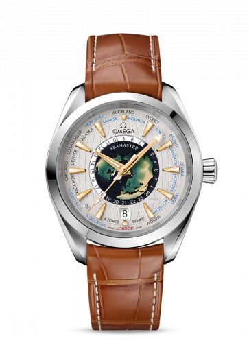 Omega Seamaster Aqua Terra 150M Master Chronometer 43 Worldtimer Platinum / Enamel / Alligator 220.93.43.22.99.001 Omega Seamaster Aqua Terra 150M Master Chronometer 43 Worldtimer Platinum / Enamel / Alligator 220.93.43.22.99.001