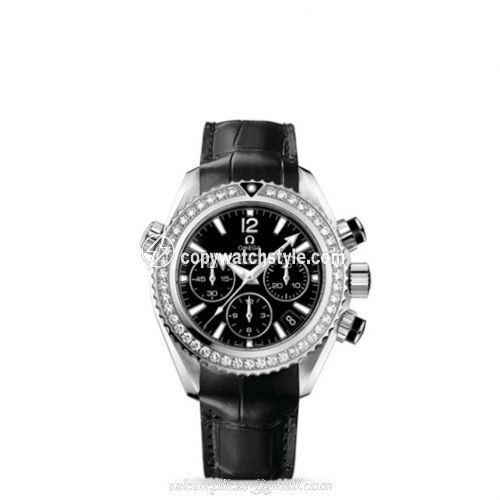 Omega Seamaster Planet Ocean 600M Co-Axial 37.5 Chronograph Stainless Steel / Diamond / Black / Alligator 222.18.38.50.01.001