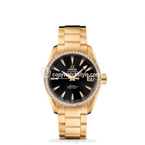 Omega Seamaster Aqua Terra 150M Co-Axial 38.5 Yellow Gold / Diamond / Black / Bracelet 231.55.39.21.51.002 Omega Seamaster Aqua Terra 150M Co-Axial 38.5 Yellow Gold / Diamond / Black / Bracelet 231.55.39.21.51.002