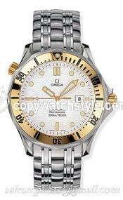 Omega Seamaster Diver 300M Quartz 41 Stainless Steel / Yellow Gold / White / Bracelet 2442.20.00 Omega Seamaster Diver 300M Quartz 41 Stainless Steel / Yellow Gold / White / Bracelet 2442.20.00