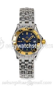 Omega Seamaster Diver 300M Quartz 28 Stainless Steel / Yellow Gold / Blue / Bracelet 2482.80.00 Omega Seamaster Diver 300M Quartz 28 Stainless Steel / Yellow Gold / Blue / Bracelet 2482.80.00