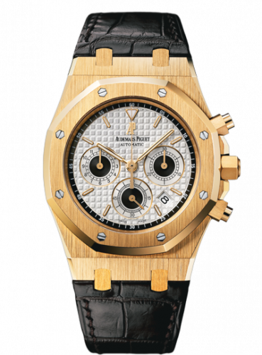 Audemars Piguet Royal Oak 26022 Chronograph Yellow Gold / Silver / Strap 26022BA.OO.D098CR.01 Audemars Piguet Royal Oak 26022 Chronograph Yellow Gold / Silver / Strap 26022BA.OO.D098CR.01