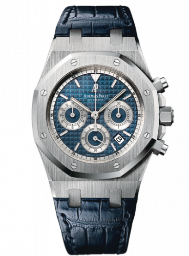 Audemars Piguet Royal Oak 26022 Chronograph White Gold / Blue / Strap 26022BC.OO.D028CR.01 Audemars Piguet Royal Oak 26022 Chronograph White Gold / Blue / Strap 26022BC.OO.D028CR.01