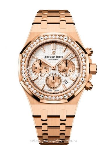 Audemars Piguet Royal Oak Chronograph 38 Pink Gold / Diamond / Silver 26315OR.ZZ.1256OR.01