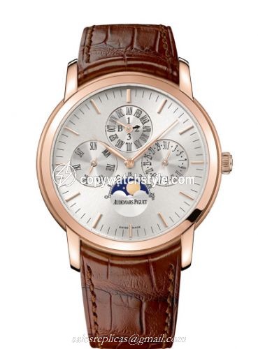 Audemars Piguet Jules Audemars 26390 Perpetual Calendar Pink Gold / Silver 26390OR.OO.D088CR.01