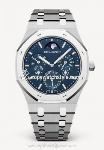 Audemars Piguet Royal Oak Perpetual Calendar Ultra Thin Titanium / Platinum / Blue / Bracelet 26586IP.OO.1240IP.01 Audemars Piguet Royal Oak Perpetual Calendar Ultra Thin Titanium / Platinum / Blue / Bracelet 26586IP.OO.1240IP.01