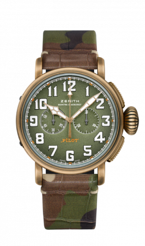 Zenith Pilot Type 20 Chronograph Adventure Bronze / Khaki / Camo Alligator 29.2430.4069/63.C814