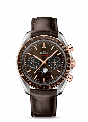 Omega Speedmaster Moonphase Chronograph Master Chronometer Stainless Steel / Sedna Gold / Brown 304.23.44.52.13.001 Omega Speedmaster Moonphase Chronograph Master Chronometer Stainless Steel / Sedna Gold / Brown 304.23.44.52.13.001