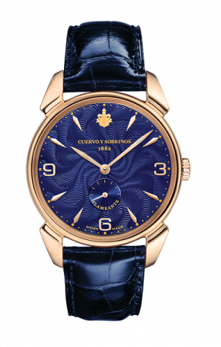 Cuervo y Sobrinos Historiador Flameante Rose Gold / Blue / Alligator 3130.9FB Cuervo y Sobrinos Historiador Flameante Rose Gold / Blue / Alligator 3130.9FB