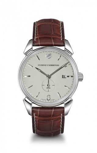 Cuervo y Sobrinos Historiador Segundos Peque?os Stainless Steel / Ivory / Alligator 3191.1I Cuervo y Sobrinos Historiador Segundos Peque?os Stainless Steel / Ivory / Alligator 3191.1I
