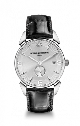 Cuervo y Sobrinos Historiador Segundos Peque?os Vintage Stainless Steel / Silver / Alligator 3191.1VAS Cuervo y Sobrinos Historiador Segundos Peque?os Vintage Stainless Steel / Silver / Alligator 3191.1VAS