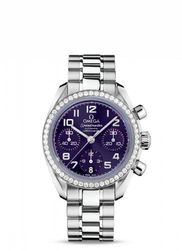 Omega Speedmaster Date 38 Stainless Steel / Diamond / Purple / Bracelet 324.15.38.40.10.001 Omega Speedmaster Date 38 Stainless Steel / Diamond / Purple / Bracelet 324.15.38.40.10.001