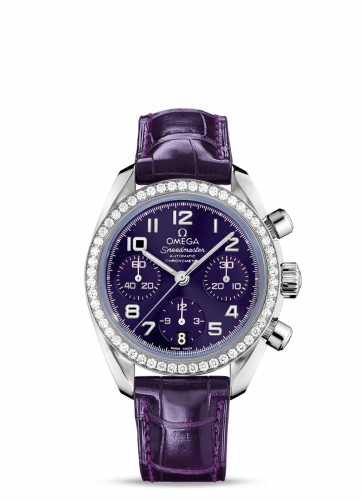 Omega Speedmaster Date 38 Stainless Steel / Diamond / Purple 324.18.38.40.10.001 Omega Speedmaster Date 38 Stainless Steel / Diamond / Purple 324.18.38.40.10.001