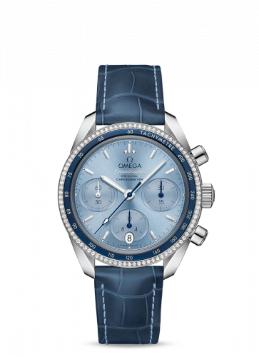 Omega Speedmaster Co-Axial 38 Stainless Steel / Diamond / Blue / Strap 324.38.38.50.03.001 Omega Speedmaster Co-Axial 38 Stainless Steel / Diamond / Blue / Strap 324.38.38.50.03.001