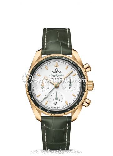 Omega Speedmaster Co-Axial 38 Yellow Gold / Silver / Strap 324.63.38.50.02.004