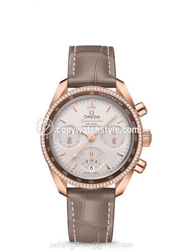 Omega Speedmaster Co-Axial 38 Sedna Gold / Diamond / Silver / Strap 324.68.38.50.02.003 Omega Speedmaster Co-Axial 38 Sedna Gold / Diamond / Silver / Strap 324.68.38.50.02.003