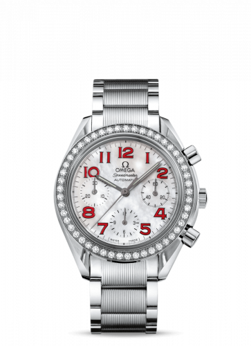 Omega Speedmaster Reduced Ladies Stainless Steel / Diamond / MOP / Red / Bracelet 3535.79.00