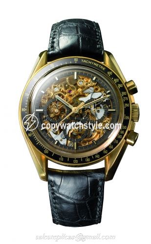 Omega Speedmaster Professional Yellow Gold / Skeleton / Alligator / Jubilee 3696.50.31 Omega Speedmaster Professional Yellow Gold / Skeleton / Alligator / Jubilee 3696.50.31