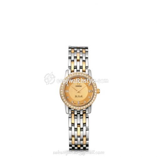 Omega De Ville Prestige Quartz 22 Stainless Steel / Yellow Gold / Diamond / Champagne / Bracelet 413.25.22.60.58.001