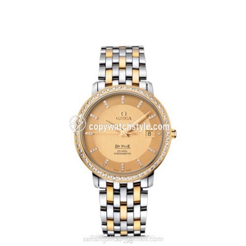 Omega De Ville Prestige Co-Axial 36.5 Stainless Steel / Yellow Gold / Diamond / Bracelet 413.25.37.20.58.001