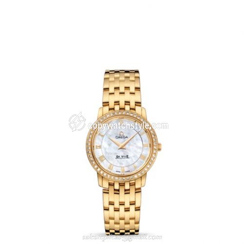 Omega De Ville Prestige Quartz 27 Yellow Gold / Diamond / MOP / Bracelet 413.55.27.60.05.001