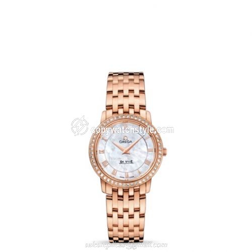 Omega De Ville Prestige Quartz 27 Red Gold / Diamond / MOP / Bracelet 413.55.27.60.05.002
