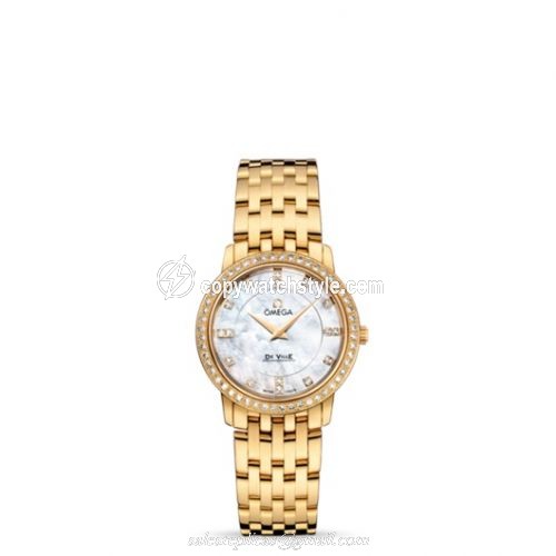 Omega De Ville Prestige Quartz 27 Yellow Gold Diamond / MOP Diamond / Bracelet 413.55.27.60.55.001 Omega De Ville Prestige Quartz 27 Yellow Gold Diamond / MOP Diamond / Bracelet 413.55.27.60.55.001
