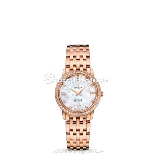 Omega De Ville Prestige Quartz 27 Red Gold / Diamond / MOP / Bracelet 413.55.27.60.55.002