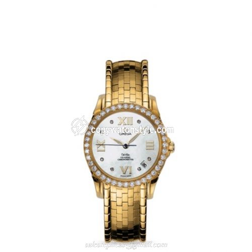 Omega De Ville Co-Axial 32.5 Yellow Gold Diamond / MOP / Bracelet 4186.75.00 Omega De Ville Co-Axial 32.5 Yellow Gold Diamond / MOP / Bracelet 4186.75.00