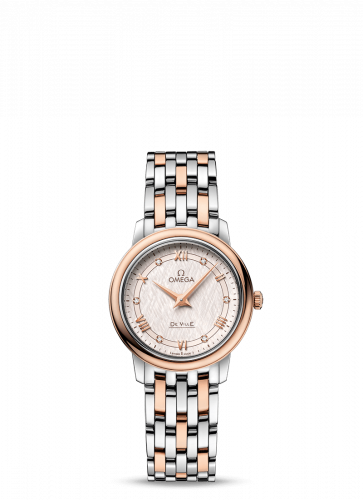 Omega De Ville Prestige Quartz 27.4 Stainless Steel / Red Gold / Vintage Silver Silk / Bracelet 424.20.27.60.52.003 Omega De Ville Prestige Quartz 27.4 Stainless Steel / Red Gold / Vintage Silver Silk / Bracelet 424.20.27.60.52.003