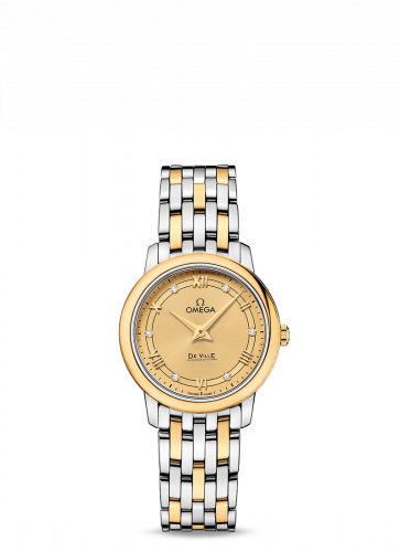 Omega De Ville Prestige Quartz 27.4 Stainless Steel / Yellow Gold / Vintage Champagne / Bracelet 424.20.27.60.58.003