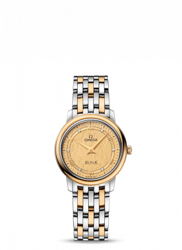 Omega De Ville Prestige Quartz 27.4 Stainless Steel / Yellow Gold / Vintage Champagne Silk / Bracelet 424.20.27.60.58.004 Omega De Ville Prestige Quartz 27.4 Stainless Steel / Yellow Gold / Vintage Champagne Silk / Bracelet 424.20.27.60.58.004