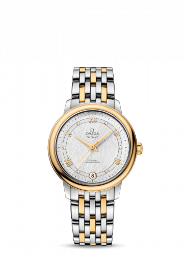 Omega De Ville Prestige Co-Axial 32.7 Stainless Steel / Yellow Gold / Vintage Silver Silk / Bracelet 424.20.33.20.52.001 Omega De Ville Prestige Co-Axial 32.7 Stainless Steel / Yellow Gold / Vintage Silver Silk / Bracelet 424.20.33.20.52.001