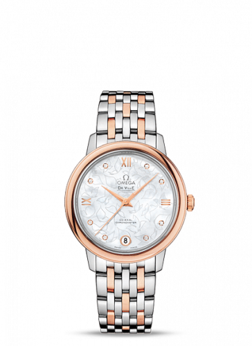 Omega De Ville Prestige Co-Axial 32.7 Stainless Steel / Red Gold / MOP Butterfly / Bracelet 424.20.33.20.55.001