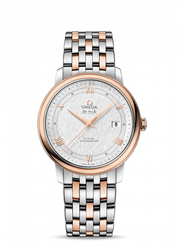Omega De Ville Prestige Co-Axial 39.5 Stainless Steel / Red Gold / Vintage Silk Silver / Bracelet 424.20.40.20.02.002 Omega De Ville Prestige Co-Axial 39.5 Stainless Steel / Red Gold / Vintage Silk Silver / Bracelet 424.20.40.20.02.002
