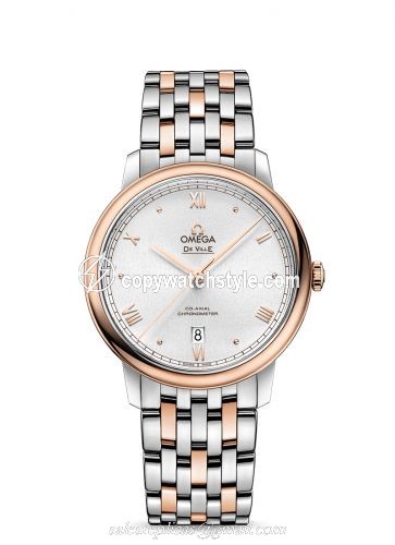 Omega De Ville Prestige Co-Axial 39.5 Stainless Steel / Red Gold / Silver Sunburst / Bracelet 424.20.40.20.02.007