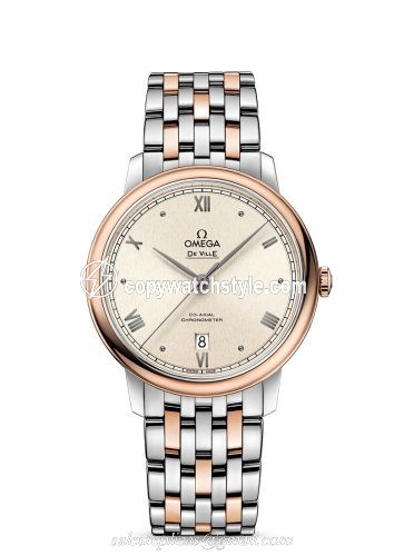 Omega De Ville Prestige Co-Axial 39.5 Stainless Steel / Red Gold / Pink Linen / Bracelet 424.20.40.20.09.001 Omega De Ville Prestige Co-Axial 39.5 Stainless Steel / Red Gold / Pink Linen / Bracelet 424.20.40.20.09.001