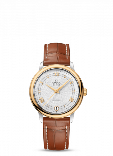 Omega De Ville Prestige Co-Axial 32.7 Stainless Steel / Yellow Gold / Vintage Silver Silk 424.23.33.20.52.001 Omega De Ville Prestige Co-Axial 32.7 Stainless Steel / Yellow Gold / Vintage Silver Silk 424.23.33.20.52.001