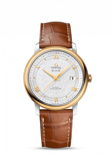 Omega De Ville Prestige Co-Axial 39.5 Stainless Steel / Yellow Gold / Vintage Silk Silver 424.23.40.20.02.001