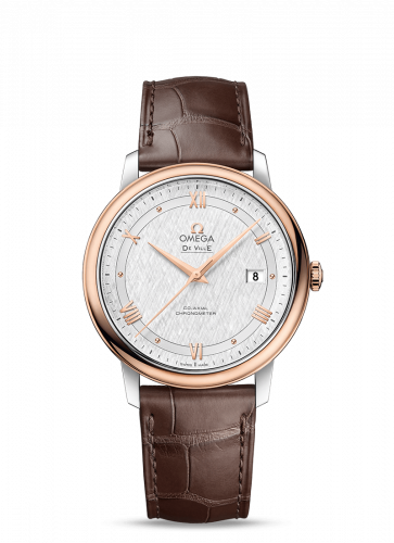 Omega De Ville Prestige Co-Axial 39.5 Stainless Steel / Red Gold / Vintage Silk Silver 424.23.40.20.02.002 Omega De Ville Prestige Co-Axial 39.5 Stainless Steel / Red Gold / Vintage Silk Silver 424.23.40.20.02.002