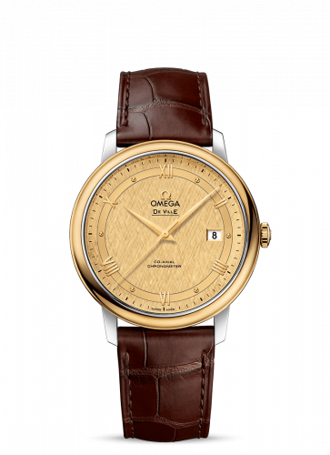 Omega De Ville Prestige Co-Axial 39.5 Stainless Steel / Yellow Gold / Vintage Champagne Silk 424.23.40.20.08.001