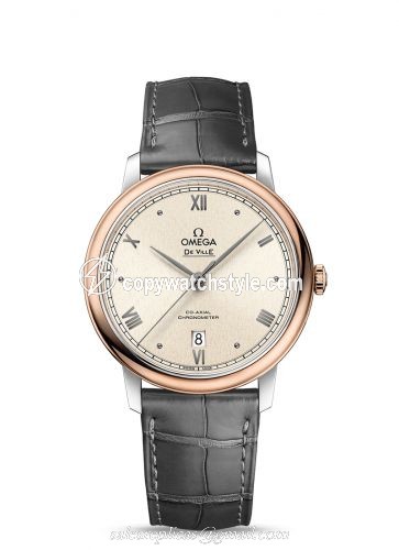 Omega De Ville Prestige Co-Axial 39.5 Stainless Steel / Red Gold / Pink Linen 424.23.40.20.09.001 Omega De Ville Prestige Co-Axial 39.5 Stainless Steel / Red Gold / Pink Linen 424.23.40.20.09.001
