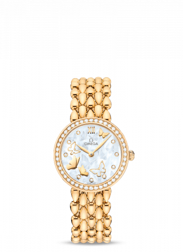 Omega De Ville Prestige Dewdrop Quartz 27.4 Yellow Gold / Diamond / Butterfly / Bracelet 424.55.27.60.55.005