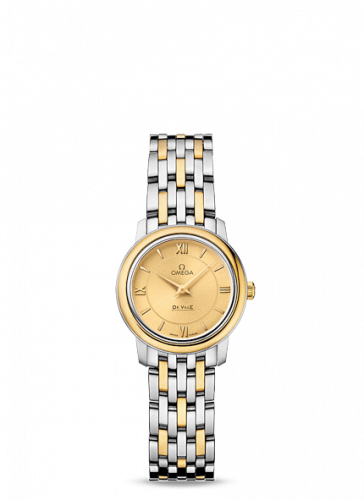 Omega De Ville Prestige Quartz 24.4 Stainless Steel / Yellow Gold / Champagne / Bracelet 424.20.24.60.08.001